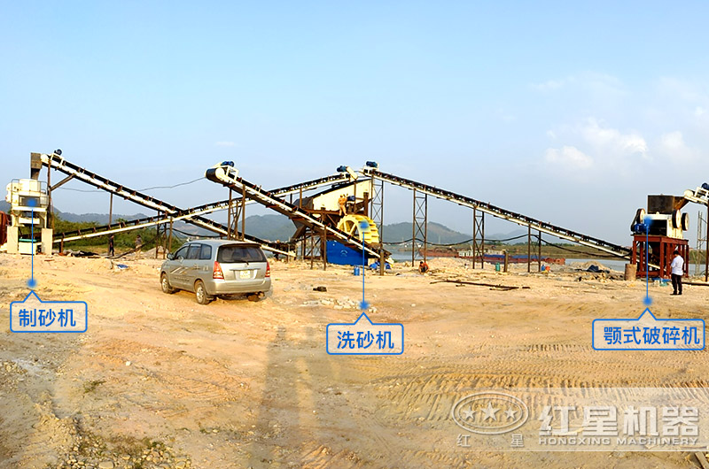 a方案現(xiàn)場設(shè)備，鵝卵石制沙、洗洗沙